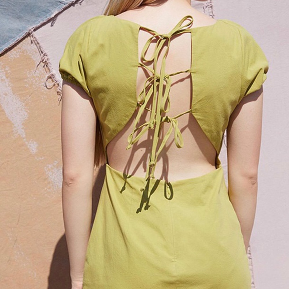 LA Hearts Open Back Linen Shift Dress